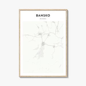 Pôster do mapa de Bansko, impressão de mapa de Bansko, arte de parede de viagem de Bansko, mapa personalizado de Bansko, Bulgária