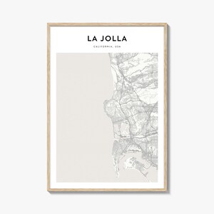 Affiche de carte de La Jolla, impression de carte de La Jolla, art mural de voyage de La Jolla, carte personnalisée de La Jolla, Californie