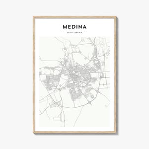 Medina Map Poster, Medina Map Print, Medina Travel Wall Art, Medina Personalized Map, Saudi Arabia