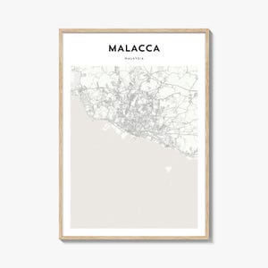 Cartaz do mapa de Malaca, impressão do mapa de Malaca, arte de parede de viagem de Malaca, mapa personalizado de Malaca, Malásia