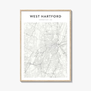 Cartaz do mapa de West Hartford, impressão do mapa de West Hartford, arte de parede de viagem de West Hartford, mapa personalizado de West Hartford, Connecticut