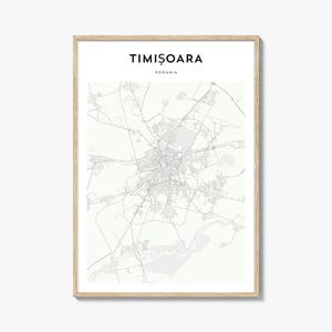 Plakat mapy Timisoara, druk mapy Timisoara, sztuka ścienna podróży Timisoara, spersonalizowana mapa Timisoara, Rumunia