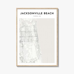 Jacksonville Beach Map Poster, Jacksonville Beach Map Print, Jacksonville Beach Travel Wall Art, Florida