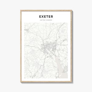 Exeter Karte Poster, Exeter Karte Druck, Exeter Reisewandkunst, Exeter personalisierte Karte, Vereinigtes Königreich