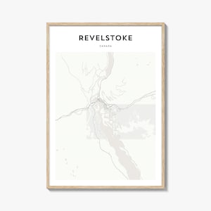 レヴェルストークの地図プリント、カナダのポスター、ブリティッシュコロンビアの壁画、コロンビアのカスタムストリートの装飾