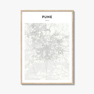 Pune Karte Poster, Pune Karte Druck, Pune Reisewandkunst, Pune personalisierte Karte, Indien
