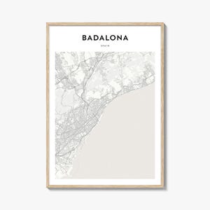 Badalona Karte Poster, Badalona Karte Druck, Badalona Reisewandkunst, Badalona personalisierte Karte, Spanien