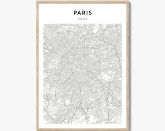 Impresión del mapa de París, póster de la Ciudad de la Luz, arte mural de Francia, decoración urbana personalizada de Île-de-France