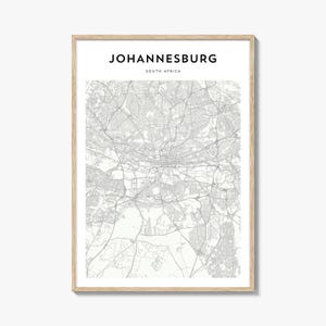 Johannesburg Map Print, Egoli Poster, South Africa Wall Art, Jozi Custom Street Decor