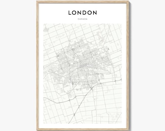 London Canada Map Poster, London Map Print, London Travel Wall Art, London Personalized Map,