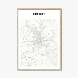 Erfurt Map Print, Thuringia Poster, Germany Wall Art, Erfordia Custom Street Decor