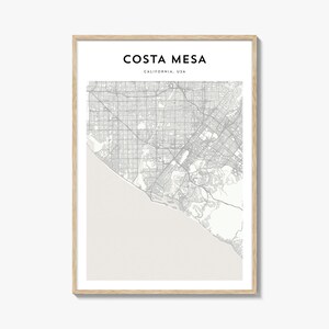 Affiche de carte de Costa Mesa, impression de carte de Costa Mesa, art mural de voyage de Costa Mesa, carte personnalisée de Costa Mesa, Californie