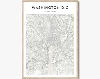 Washington D.C-kaartposter, Washington D.C-kaartafdruk, Washington D.C Travel Wall Art, Washington D.C gepersonaliseerde kaart, Verenigde Staten