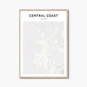 Central Coast Map Poster, Central Coast Map Print, Central Coast Travel Wall Art, Central Coast Personalized Map, Australia