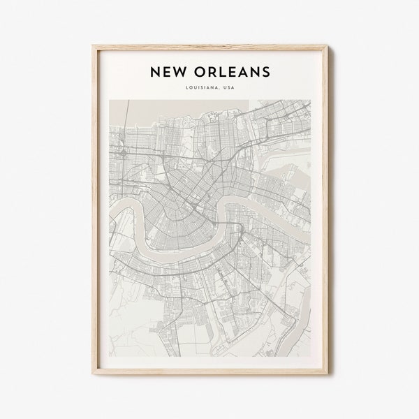 New Orleans Map Poster, New Orleans Map Print, New Orleans Personalized Map Art, New Orleans Wall, New Orleans Travel Poster, Travel Gift