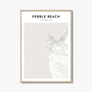 Affiche de carte de plage de galets, impression de carte de plage de galets, art mural de voyage de plage de galets, carte personnalisée de plage de galets, Californie