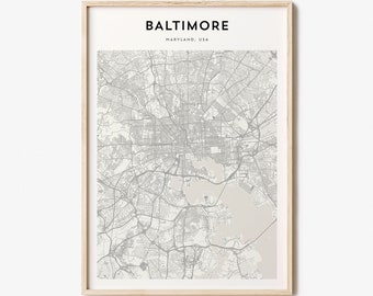 Baltimore Map Poster, Baltimore Map Print, Baltimore Personalized Map Art, Baltimore Wall Art, Baltimore Travel Poster, Travel Gift