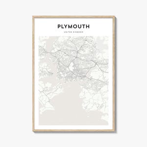 Plymouth Map Poster, Plymouth Map Print, Plymouth Travel Wall Art, Plymouth Personalized Map, United Kingdom