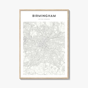 Birmingham United Kingdom Map Poster, Birmingham Map Print, Birmingham Travel Wall Art, Birmingham Personalized Map,