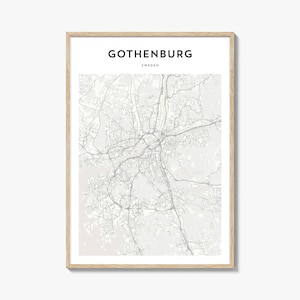 Göteborg kaartposter, Göteborg kaartafdruk, Göteborg reizen kunst aan de muur, Göteborg gepersonaliseerde kaart, Zweden