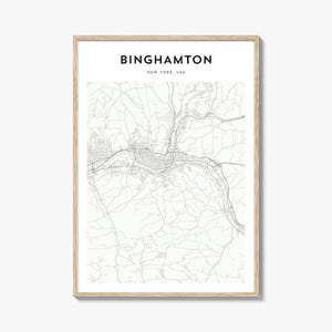 Binghamton Map Poster, Binghamton Map Print, Binghamton Travel Wall Art, Binghamton Personalized Map, New York