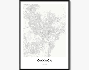 Oaxaca Map Poster, Minimalist City Print, Mexico Wall Art