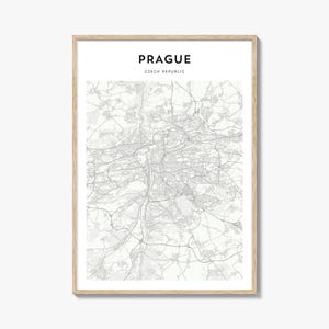 Prague Map Print, Czech Republic Poster, Praha Wall Art, Bohemia Custom Street Decor