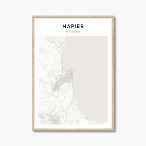 Affiche de carte de Napier, impression de carte de Napier, art mural voyage Napier, carte personnalisée Napier, Nouvelle-Zélande