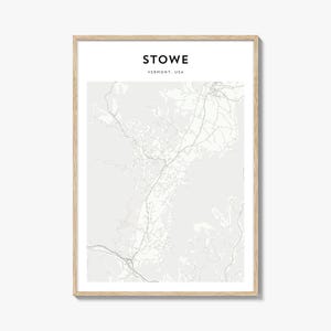 Cartaz do mapa de Stowe, impressão do mapa de Stowe, arte de parede de viagem de Stowe, mapa personalizado de Stowe, Vermont