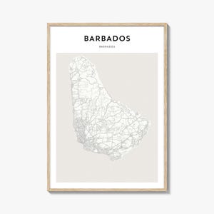 Barbados Map Print, Caribbean Poster, West Indies Wall Art, Bridgetown Custom Street Decor