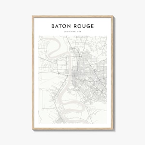 Baton Rouge Map Poster, Baton Rouge Map Print, Baton Rouge Travel Wall Art, Baton Rouge Personalized Map, Louisiana