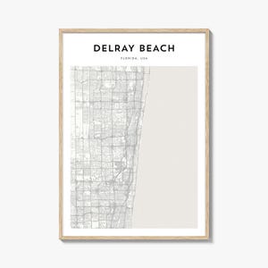 Delray Beach-kaartposter, Delray Beach-kaartafdruk, Delray Beach Travel Wall Art, gepersonaliseerde Delray Beach-kaart, Florida