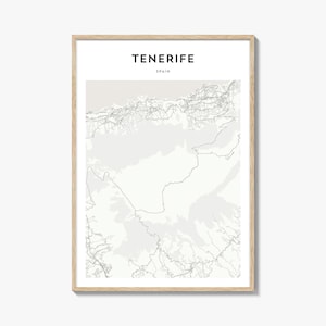 Teneriffa Karte Poster, Teneriffa Karte Druck, Teneriffa Reisewandkunst, Teneriffa Karte, Spanien