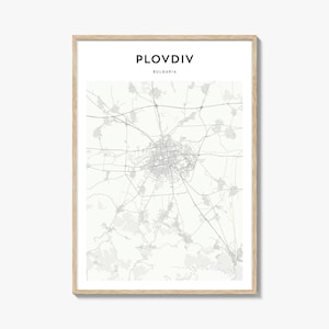 Plovdiv Map Print, Bulgaria Poster, Bulgarian Wall Art, Plovdiv Custom Street Decor