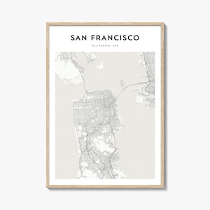 San Francisco Karte Druck, Bay Region Poster, Kalifornien Wandkunst, SF Custom Street Dekor