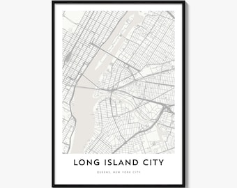 Long Island City Map Poster, Minimalist Print, Queens Wall Art