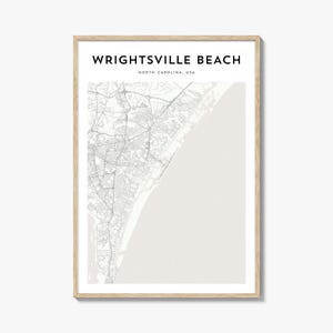 Wrightsville Beach Map Poster, Wrightsville Beach Map Print, Wrightsville Beach Travel Wall Art, North Carolina