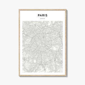パリ地図ポスター、パリ地図プリント、パリ旅行壁アート、パリパーソナライズ地図、フランス