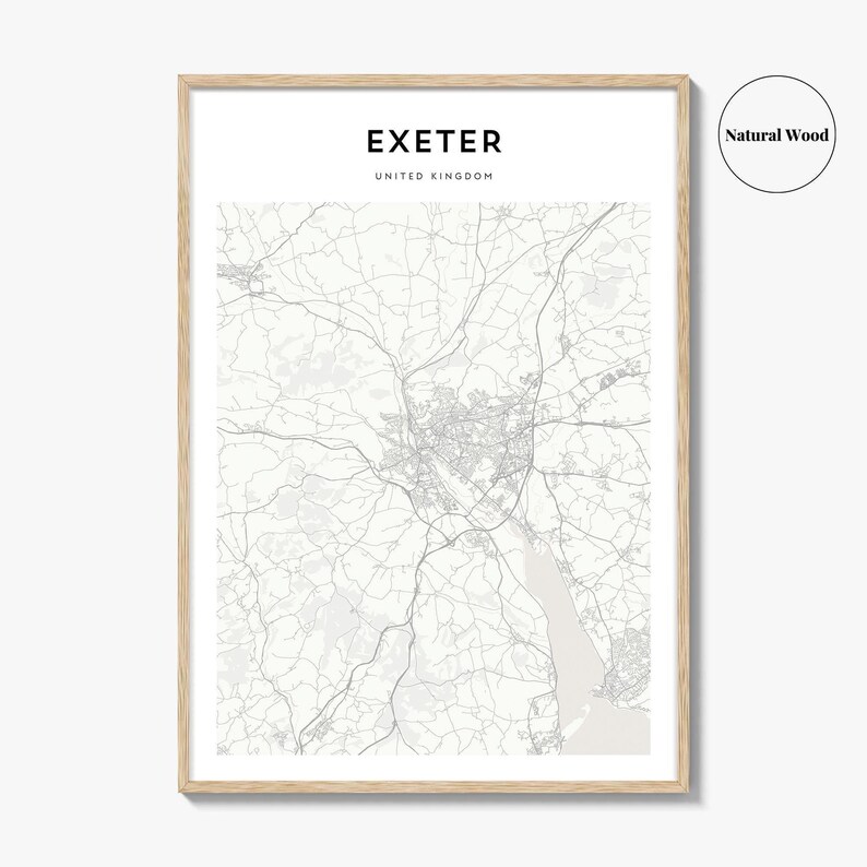 Exeter Map Print, Devon Poster, United Kingdom Wall Art, England Custom ...