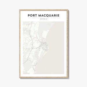 Cartaz do mapa de Port Macquarie, impressão do mapa de Port Macquarie, arte de parede de viagem de Port Macquarie, mapa personalizado de Port Macquarie, Austrália