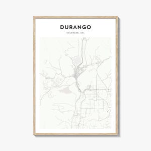 Durango Colorado Map Poster, Durango Map Print, Durango Travel Wall Art, Durango Personalized Map,
