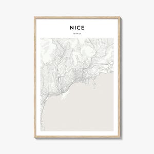 Nizza Karte Poster, Nizza Karte Druck, Nizza Reisewandkunst, Nizza personalisierte Karte, Frankreich