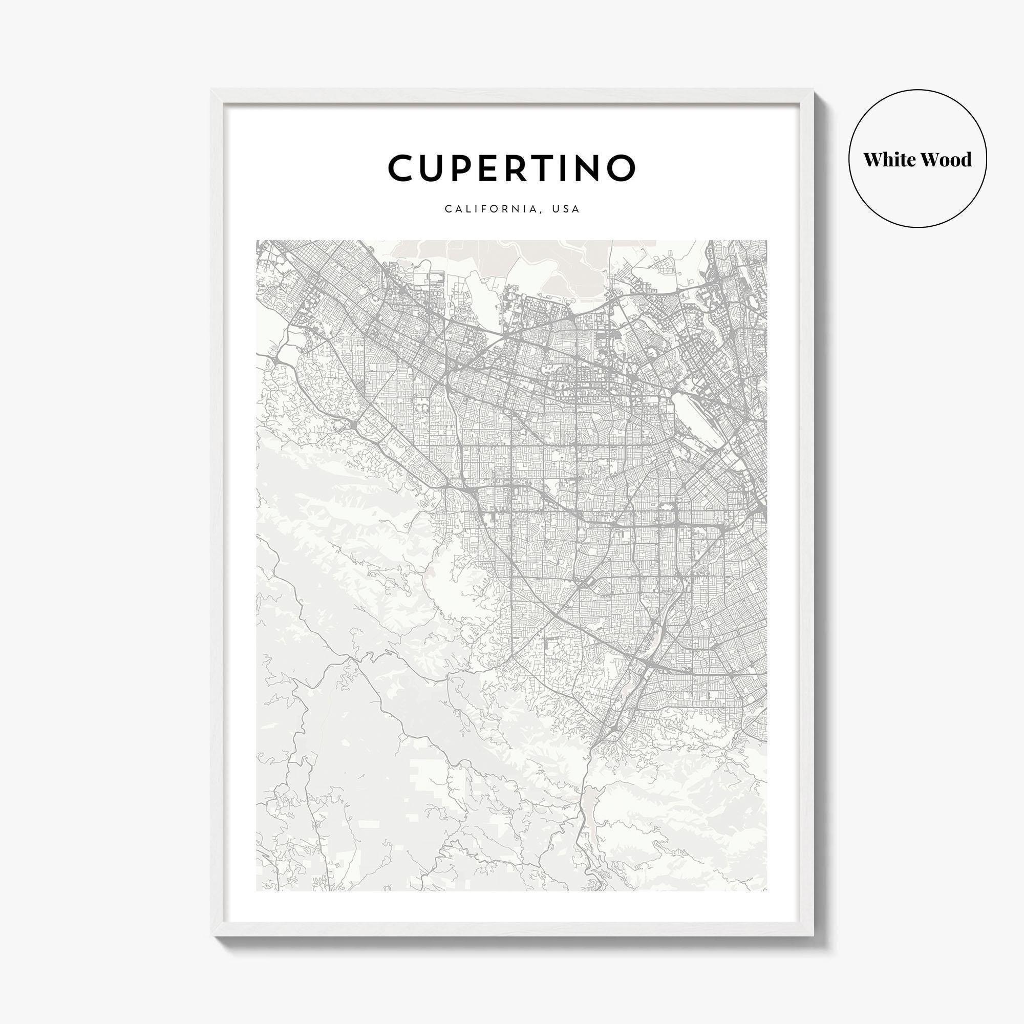 クパチーノの地図プリント、シリコンバレーのポスター、カリフォルニア