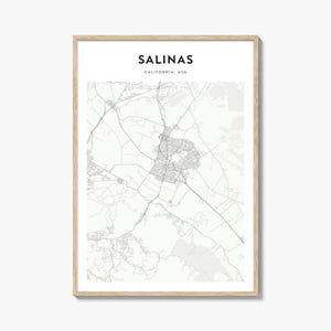 Salinas Map Poster, Salinas Map Print, Salinas Travel Wall Art, Salinas Personalized Map, California