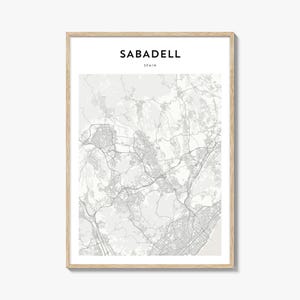 Sabadell Karte Poster, Sabadell Karte Druck, Sabadell Reisewandkunst, Sabadell personalisierte Karte, Spanien