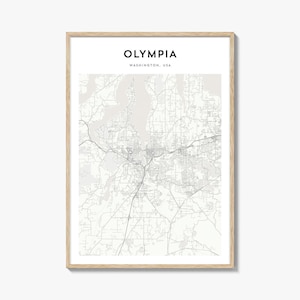Olympia Map Poster, Olympia Map Print, Olympia Travel Wall Art, Olympia Personalized Map, Washington