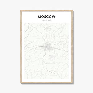 Moscow Idaho Map Poster, Moscow Map Print, Moscow Travel Wall Art, Moscow Personalized Map,