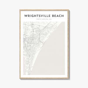 Cartaz do mapa de Wrightsville Beach, impressão do mapa de Wrightsville Beach, arte de parede de viagem de Wrightsville Beach, Carolina do Norte