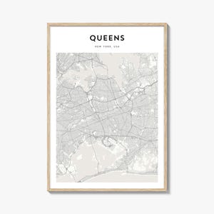 Queens Karte Poster, Queens Karte Druck, Queens Reisewandkunst, Queens personalisierte Karte, New York