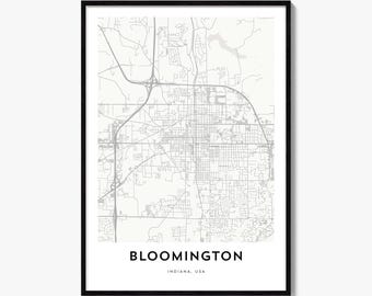 Bloomington Map Poster, Minimalist City Print, Street Wall Art, Travel Decor